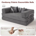 Dyonery 65Canapé-Lit Pliant Convertible en Velours Côtelé Grand Lit de Sol 4-en-1 Canapé Modulaire Combinable DIY Canapé Confortable Rabattable.
