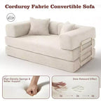 Dyonery 65Canapé-Lit Pliant Convertible en Velours Côtelé Grand Lit de Sol 4-en-1 Canapé Modulaire Combinable DIY Canapé Confortable Rabattable.