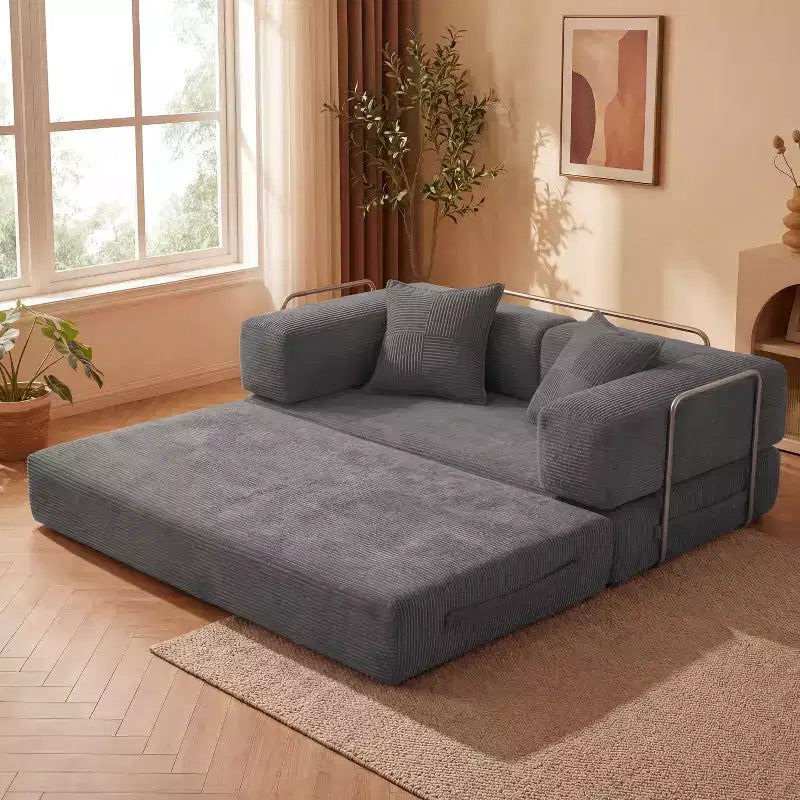 Dyonery 65Canapé-Lit Pliant Convertible en Velours Côtelé Grand Lit de Sol 4-en-1 Canapé Modulaire Combinable DIY Canapé Confortable Rabattable.