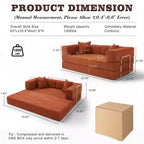 Dyonery 65Canapé-Lit Pliant Convertible en Velours Côtelé Grand Lit de Sol 4-en-1 Canapé Modulaire Combinable DIY Canapé Confortable Rabattable.
