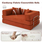 Dyonery 65Canapé-Lit Pliant Convertible en Velours Côtelé Grand Lit de Sol 4-en-1 Canapé Modulaire Combinable DIY Canapé Confortable Rabattable.