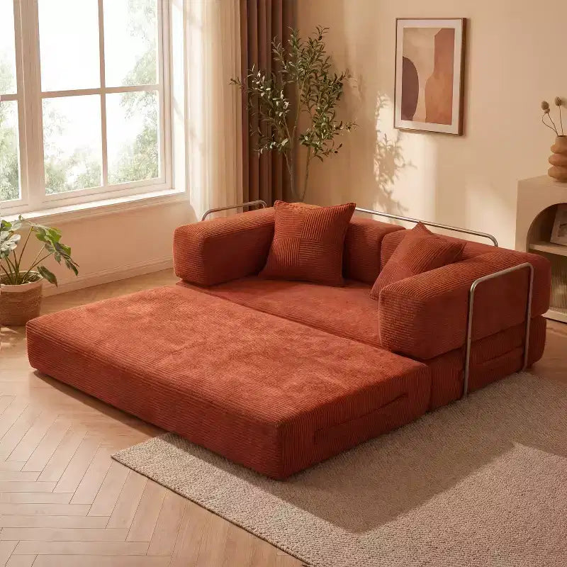 Dyonery 65Canapé-Lit Pliant Convertible en Velours Côtelé Grand Lit de Sol 4-en-1 Canapé Modulaire Combinable DIY Canapé Confortable Rabattable.