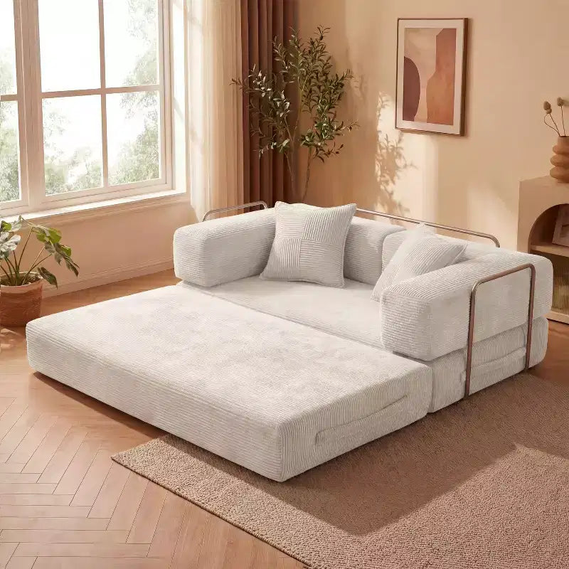 Dyonery 65Canapé-Lit Pliant Convertible en Velours Côtelé Grand Lit de Sol 4-en-1 Canapé Modulaire Combinable DIY Canapé Confortable Rabattable.