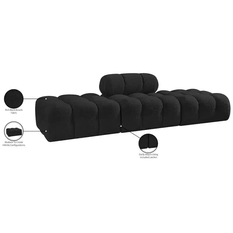 Canapé modulable 3 pièces Meridian Furniture Ames 102 en tissu bouclé