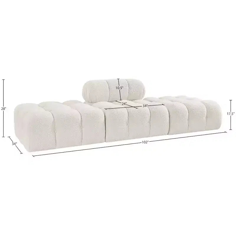 Canapé modulable 3 pièces Meridian Furniture Ames 102 en tissu bouclé