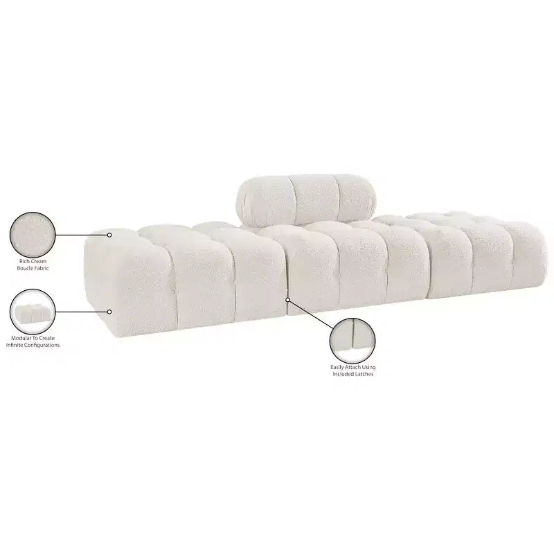Canapé modulable 3 pièces Meridian Furniture Ames 102 en tissu bouclé