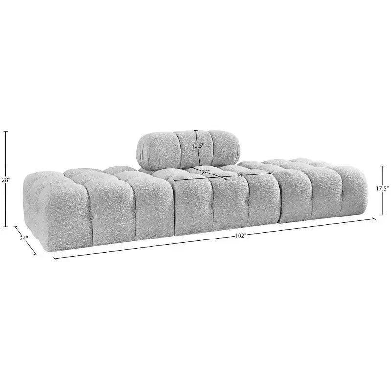 Canapé modulable 3 pièces Meridian Furniture Ames 102 en tissu bouclé