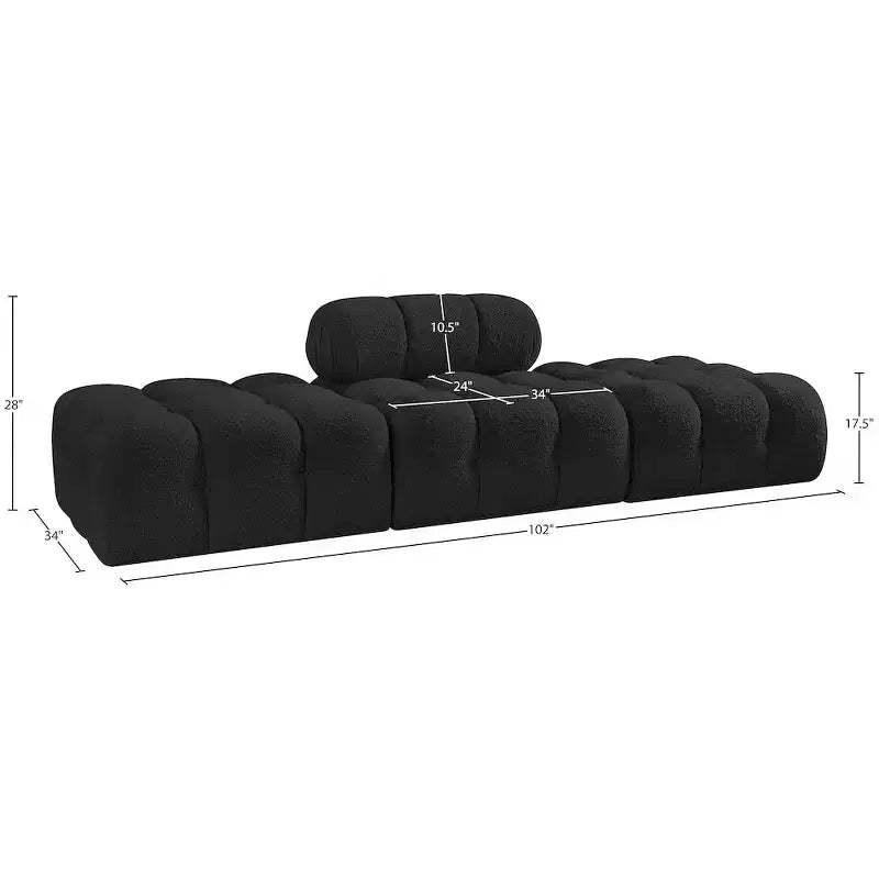 Canapé modulable 3 pièces Meridian Furniture Ames 102 en tissu bouclé