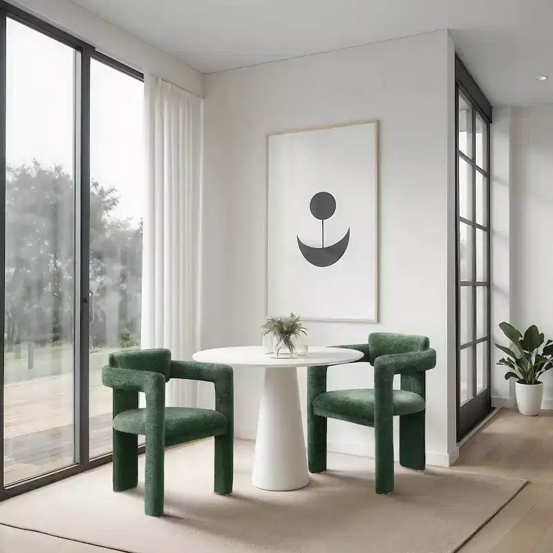 Chaise de salle à manger Brenda en tissu chenille vert de Meridian Furniture, lot de 2