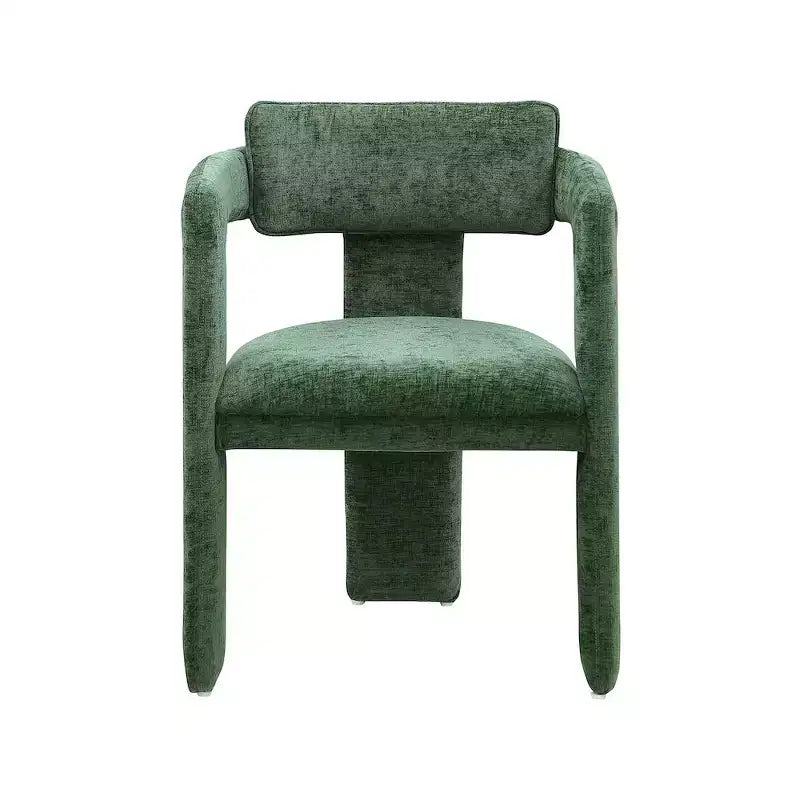 Chaise de salle à manger Brenda en tissu chenille vert de Meridian Furniture, lot de 2