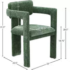 Chaise de salle à manger Brenda en tissu chenille vert de Meridian Furniture, lot de 2