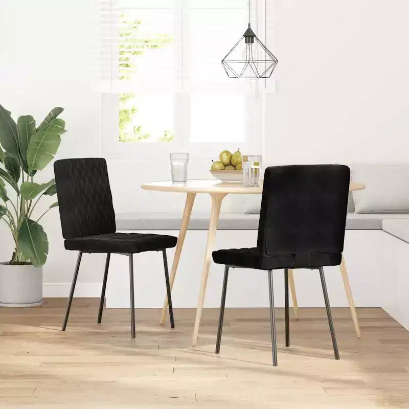 vidaXL Chaises de salle à manger lot de 4 Velours noir (100 % polyester), contreplaqué, métal