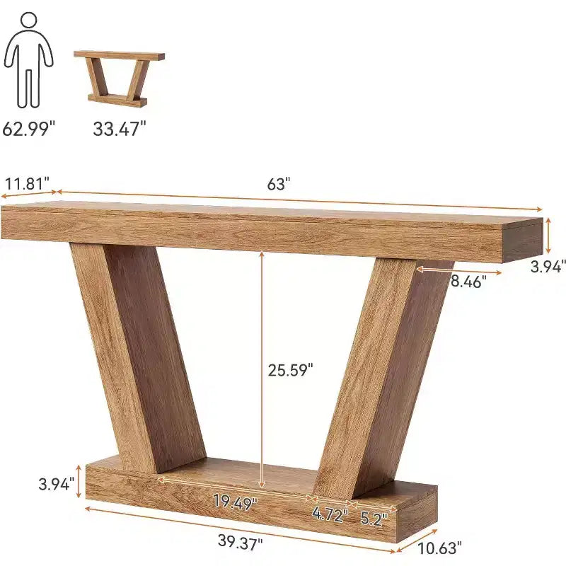 Table Console LinTimes 63'', Table Étroite de Canapé en Bois pour Couloir, Table d'Appoint pour Salon, Entrée