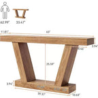Table Console LinTimes 63'', Table Étroite de Canapé en Bois pour Couloir, Table d'Appoint pour Salon, Entrée