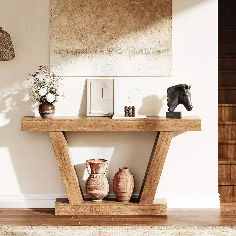 Table Console LinTimes 63'', Table Étroite de Canapé en Bois pour Couloir, Table d'Appoint pour Salon, Entrée