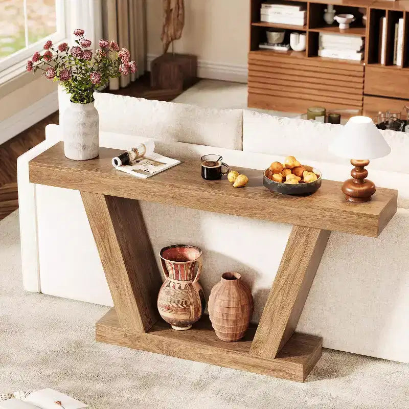 Table Console LinTimes 63'', Table Étroite de Canapé en Bois pour Couloir, Table d'Appoint pour Salon, Entrée