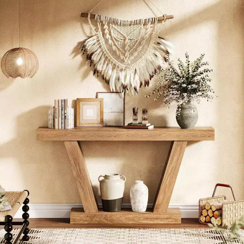 Table Console LinTimes 63'', Table Étroite de Canapé en Bois pour Couloir, Table d'Appoint pour Salon, Entrée
