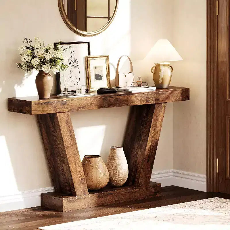 Table Console LinTimes 63'', Table Étroite de Canapé en Bois pour Couloir, Table d'Appoint pour Salon, Entrée