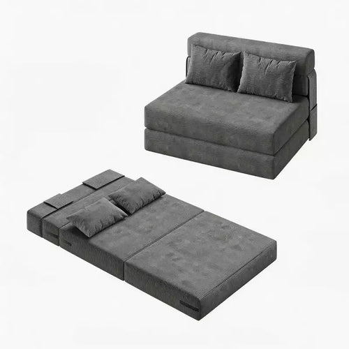4-in-1 Folding Sofa Bed & Sleeper Chair w/ Pillow, 76 Convertible Fold Out Tufted Loveseat Couch, Floor Lounge Futon for Bedroom & Guest Room