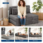 Canapé-lit pliant 4-en-1 et chaise-lit avec oreiller, causeuse capitonnée convertible 76, futon de sol pour chambre à coucher et chambre d'amis