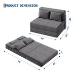 Canapé-lit pliant 4-en-1 et chaise-lit avec oreiller, causeuse capitonnée convertible 76, futon de sol pour chambre à coucher et chambre d'amis