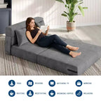 Canapé-lit pliant 4-en-1 et chaise-lit avec oreiller, causeuse capitonnée convertible 76, futon de sol pour chambre à coucher et chambre d'amis