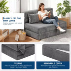 Canapé-lit pliant 4-en-1 et chaise-lit avec oreiller, causeuse capitonnée convertible 76, futon de sol pour chambre à coucher et chambre d'amis