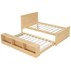 Lit plate-forme Polibi en bois massif avec lit gigogne et armoire de rangement