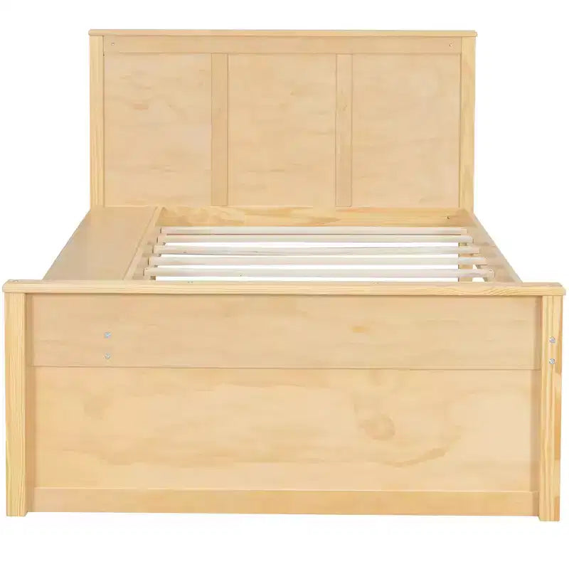 Lit plate-forme Polibi en bois massif avec lit gigogne et armoire de rangement