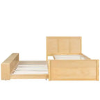 Lit plate-forme Polibi en bois massif avec lit gigogne et armoire de rangement