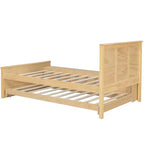 Lit plate-forme Polibi en bois massif avec lit gigogne et armoire de rangement