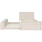 Lit plate-forme Polibi en bois massif avec lit gigogne et armoire de rangement