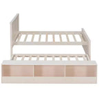 Lit plate-forme Polibi en bois massif avec lit gigogne et armoire de rangement