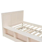 Lit plate-forme Polibi en bois massif avec lit gigogne et armoire de rangement