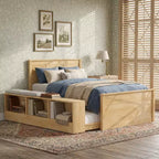 Lit plate-forme Polibi en bois massif avec lit gigogne et armoire de rangement