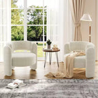 GustoWave Barrel Accent Chair Set Of 2, Modern Upholstered Lounge Chairs For Bedroom Or Office, White