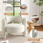 GustoWave Ensemble de 2 fauteuils d'appoint en forme de tonneau, chaises longues rembourrées modernes pour chambre ou bureau, Blanc
