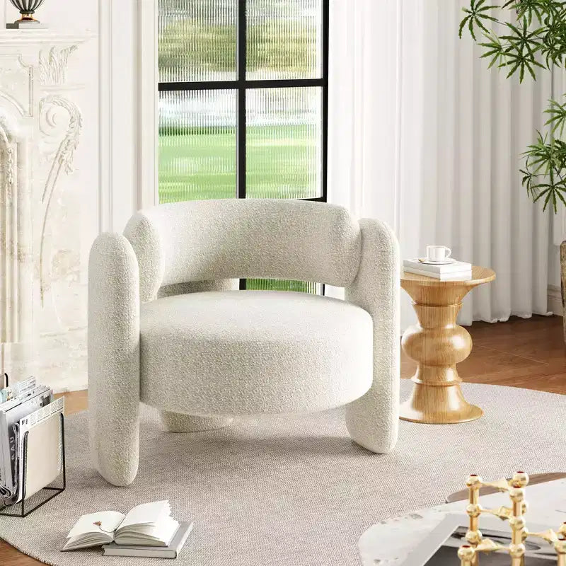 GustoWave Ensemble de 2 fauteuils d'appoint en forme de tonneau, chaises longues rembourrées modernes pour chambre ou bureau, Blanc