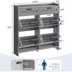 Meuble de rangement pour chaussures autoportant GUSTOWAVE avec 4 tiroirs basculants pour entrée, couloir, salon