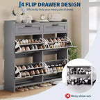 Meuble de rangement pour chaussures autoportant GUSTOWAVE avec 4 tiroirs basculants pour entrée, couloir, salon