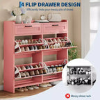Meuble de rangement pour chaussures autoportant GUSTOWAVE avec 4 tiroirs basculants pour entrée, couloir, salon