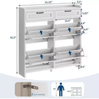 Meuble de rangement pour chaussures autoportant GUSTOWAVE avec 4 tiroirs basculants pour entrée, couloir, salon