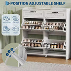Meuble de rangement pour chaussures autoportant GUSTOWAVE avec 4 tiroirs basculants pour entrée, couloir, salon