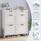 Meuble de rangement pour chaussures autoportant GUSTOWAVE avec 4 tiroirs basculants pour entrée, couloir, salon