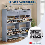 Meuble de rangement pour chaussures autoportant GUSTOWAVE avec 4 tiroirs basculants pour entrée, couloir, salon