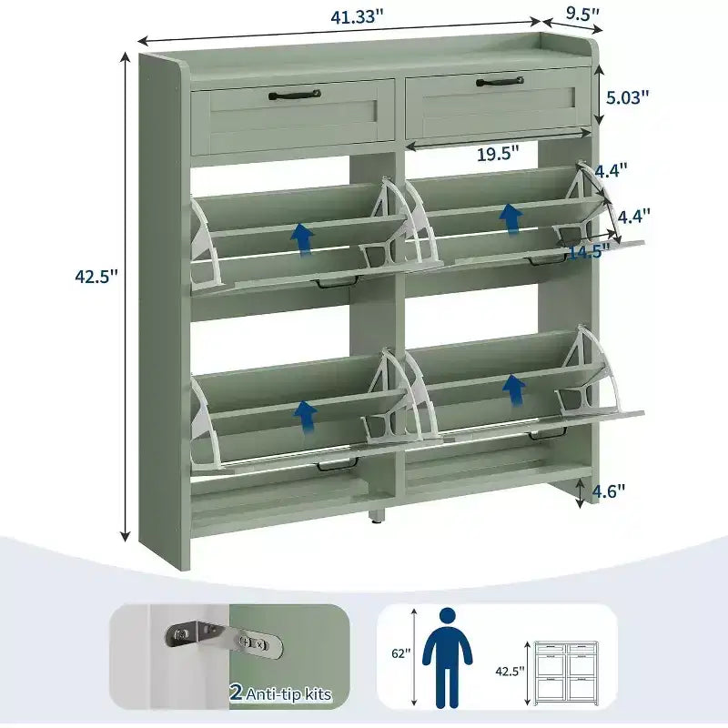Meuble de rangement pour chaussures autoportant GUSTOWAVE avec 4 tiroirs basculants pour entrée, couloir, salon
