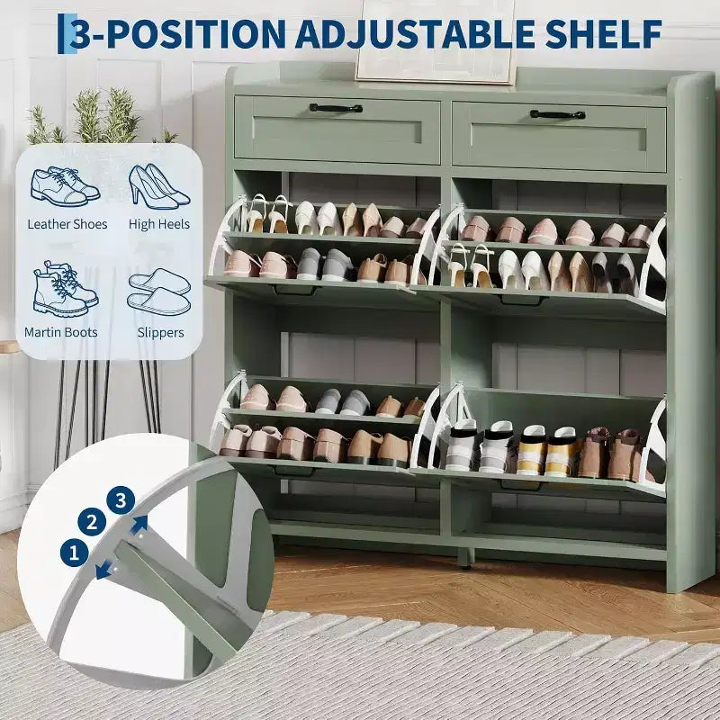Meuble de rangement pour chaussures autoportant GUSTOWAVE avec 4 tiroirs basculants pour entrée, couloir, salon