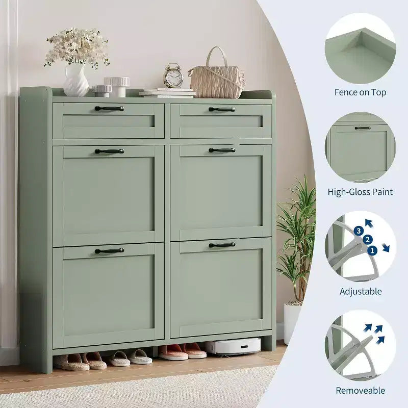Meuble de rangement pour chaussures autoportant GUSTOWAVE avec 4 tiroirs basculants pour entrée, couloir, salon