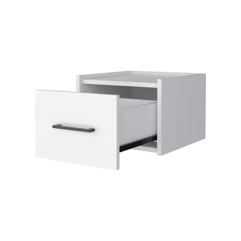 HomeRoots 10 Table de chevet flottante en bois blanc à un tiroir