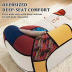 Canapé d'angle incurvé Dyonery 104, canapé de salon sans assemblage avec siège profond, coussin épais, tissu Schneir